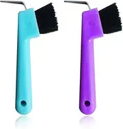 COYUN Pack of 2 Hoof Picks Horse Head Hoof Scraper with Brush 2 in 1 Hoof Scraper Horse Care Accessories Hoof Pick Non-Slip Handle Horse Grooming Tools for Clean Hooves for Hoof Care (Random Colour)
