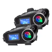 2x Motorcycle Bluetooth Intercom Helmet Headset LCD Display Interphone Earphone