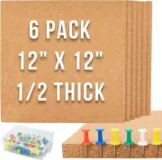 Enkrio 6 Pack Cork Boards 1/2" Bulletin Board Thick Cork Bulletin Boards Visi...