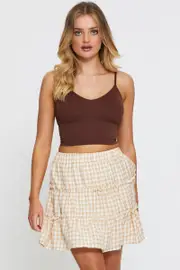 Check Gingham Mini Skater Skirt - Size 10, Women's Short Skater