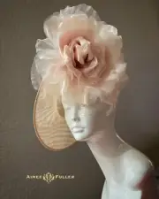 Kentucky Derby Hat Soft Pink Blush Bridal Fascinator Rose Mother of Bride Ascot