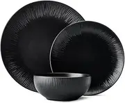 [Mikasa] Jardin Midnight Stoneware Dinner Set, Black (12 Pieces)