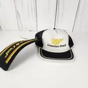 Vintage NOS! Black White Gold Script Miller Genuine Draft Light hat Snapback Cap