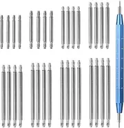 [Styquenzer] 32pcs Heavy Duty Stainless Steel Watch Band Pins and Strap Link Pin Remover, 12-26mm Replacement Kit With Adjustment Tool for Watch Bracelet Repairing, Blue, blue