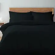 Pizuna Cotton Super King Quilt Cover Set, 500 Thread Count 100% Combed Cotton Sateen Weave Bedding Duvet Cover Sets with Hidden Button Closure (Black Super King Duvet Cover)