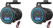 2X 65W PD 12V USB Outlet for Laptop USB C Car Charger Socket Multi Port Outlet Waterproof Adapter for Car Boat Truck
