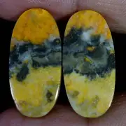 32.40 Cts Natural BumbleBee Jasper Matched Pair Cabochon Gems For Earring Supply