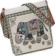 [Mingzhe] ELEPHANT HOBO WOMEN MESSENGER SHOULDER BAG HANDMADE EMBROIDERED LARGE CAPACITY THAI STYLE FOR STUDENTS TRAVELERS