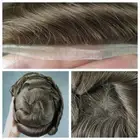 Toupee For Men Human Hair Durable Thin Skin Men Hairpieces Wig Sturd Light Color