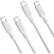 Laser USB-C to USB-C 1m Twin Pack Cables - White/White