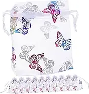 MAGICLULU 50 Pack Butterfly Mesh Organza Bags Small Party Favor Jewelry Pouches Drawstring Mesh Bags for Candy Packaging