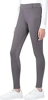 [Harrison Howard] Young Rider Breeches with Pockets & Belt Loops English Riding Tights Full Seat Breeches for Girls