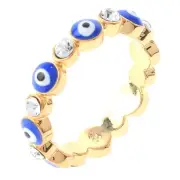 Gold Tone Gold Plated Ring With Evil Eye & Clear Rhinestone RG1000-BU6