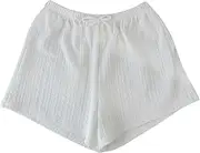 [WDIRARA] Girl's Knitted Textured Straight Leg Shorts Elastic Waist Solid Casual Summer Shorts
