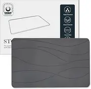 Heyolo Stone Bath Mat Diatomaceous Earth Bath Mat 60x39cm Non Slip Super Absorbent Bath Mats for Bathroom Quick Dry Diatomite Stone Shower Mat for Kitchen Bathtub, Easy to Clean, Gray