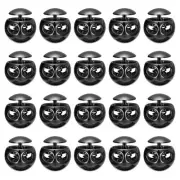 20Pcs Alloy Spring Cord Lock Ends Toggle for Shoelaces Bright Black 17.6x19.6mm