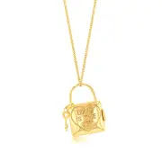 9ct Yellow Gold Lock And Key Locket Pendant, No Chain