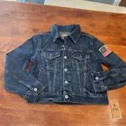 NWT Polo Ralph Lauren denim jacket size Medium 10-12 Flag patch button up