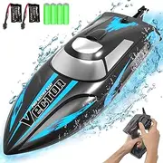 VOLANTEXRC Remote Control Boat High Speed Vector30 for Pool and Lake, 20+ MPH RC Boat with 2 Batteries and Reverse Action, RC Boat for Adults & Kids (795-3 Black)