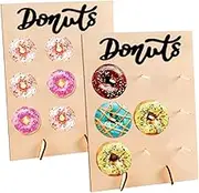 DODXIAOBEUL 2 Pcs Wood Donut Wall Display Stand Reusable Rustic Doughnut Board Holder Donut Party Supplies for Wedding Birthday Family Party festival Table Decor