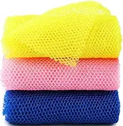 YTJYZZQ 3 Pieces African Net Sponge Long Bath Exfoliating Shower Body Scrubber Back Skin Smoother Cloth Nylon Bathing for Men Women Daily Use Pink Yellow Blue ,1