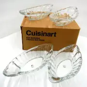 4 NEW Cuisinart Glass Banana Split Boat Ice Cream Sundae Dishes Vintage