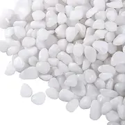 5 LB White Pebbles for Plants, 3/8 inch White Rocks for Vases Landscaping, Small Decorative Stones for Indoor Outdoor, Polished, Come with Gloves