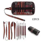 12pcs Polymer Clay Tools Modeling Clay Sculpting Tools Kits For Pottery Sculpture Wooden Dotting Tools