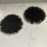 Black and Silver Geode Shaped Coasters - Set of 2