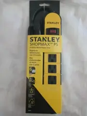 NEW Stanley Shopmax PS 6-Outlet Metal Power Strip 3 Ft Extension Cord