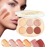 Face Palette | 6 Colors Facial Bronzers Illuminator Palette - Waterproof Blendable Cream Cosmetics Kit for Women, Girls Glowing Look, Mature Skin