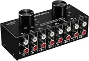 Labymos 6-In-2-Out Audio er Two-Way Audio Signal Selector Box Splitter Distributor with RCA Inputs & Outputs