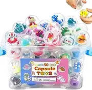50 Pack Adorable Party Favors Capsule Toys, Bulk Mini Kawaii Claw Machine Prizes Birthday Gifts for Boys Girls Goodie Bag Christmas Stocking Easter Stuffers Treasure Box Classroom Prizes
