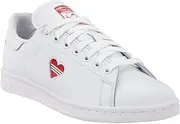 [adidas Originals] Womens Stan Smith Fashion Sneakers, Footwear White/Active Red/Footwear White, 7
