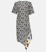 [Dries Van Noten] Dries Van Noten Printed asymmetric midi dress AU 10 multicoloured