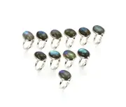 WHOLESALE 11PC 925 SOLID STERLING SILVER LABRADORITE RING LOT p369