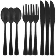 300 Pieces Black Plastic Silverware Heavy Duty Plastic Cutlery Set Heavyweigh...