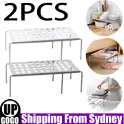 2X Adjustable Cupboard Storage Shelf Organiser Holder Pantry Stand Rack Kitchen