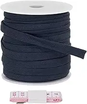 uxcell Flat Drawstring Cord 12mm x 22 Yd, Draw String Replacement Flat Rope Soft Cotton Hoodie String Cords Roll with Ruler for Sweatpants Shorts Pants Strap Garment, Navy Blue