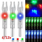 6/12Pc Automatic LED Shooting Archery Arrows Lighted Nocks 6.2mm Arrow Nock Tail
