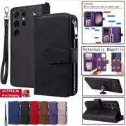 For Samsung S24 S23 S22 S21 S20 Ultra Plus Removable Leather Wallet Case Cover