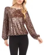 Karen Kane Boat Neck Sequin Top