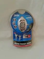 jWIN mini AM/FM Pocket Radio with Earphones Brand New Sealed