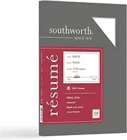 Southworth® 100% Cotton Résumé Paper, 8 1/2" x 11", 32 Lb, 100% Recycled, White, Pack of 100
