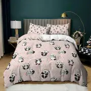 v2407 Bed Sheets Duvet Cover Pillowcase Panda Bedding Set, Home Bedroom Large King Microfiber Duvet Cover Set, Boys & Girls Gifts 3-Piece Bedding Set