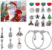 Advent Calendar 2023 Christmas Countdown Calendar Xmas Tree Snowman Jewelry Gift Boxes DIY Charm Bracelet Making Kit with 22 Charms Beads and 2 Bracelets for Valentine's Day Boys Girls and Adults