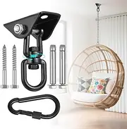 Hammock Hanging kit,360°Rotating 1200 lb Capacity Heavy Duty,Hanger & Swing Hook Snap for Concrete Wood,Hammock,Veranda Seat,Chair,Swing Sets,Yoga and Gym（Without Chain ）