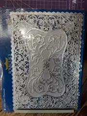 6 pcs VTG 9.75 X 14.5 PLACEMAT SILVER RECTANGLE PAPER LACE DOILIES