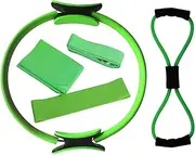 5Pcs Professional Pilates Equipment Set - 15'' Pilates Ring, 8-Shaped Resistance Bands, Yoga Strap, Pulling Rope & Latex Elastic Bands, Full Body Workout Kit for Women/Men Home Gym