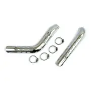 1 Pair Exhaust Heat Shields Slotted Chrome For Harley-Davidson Softail FXR 84-09